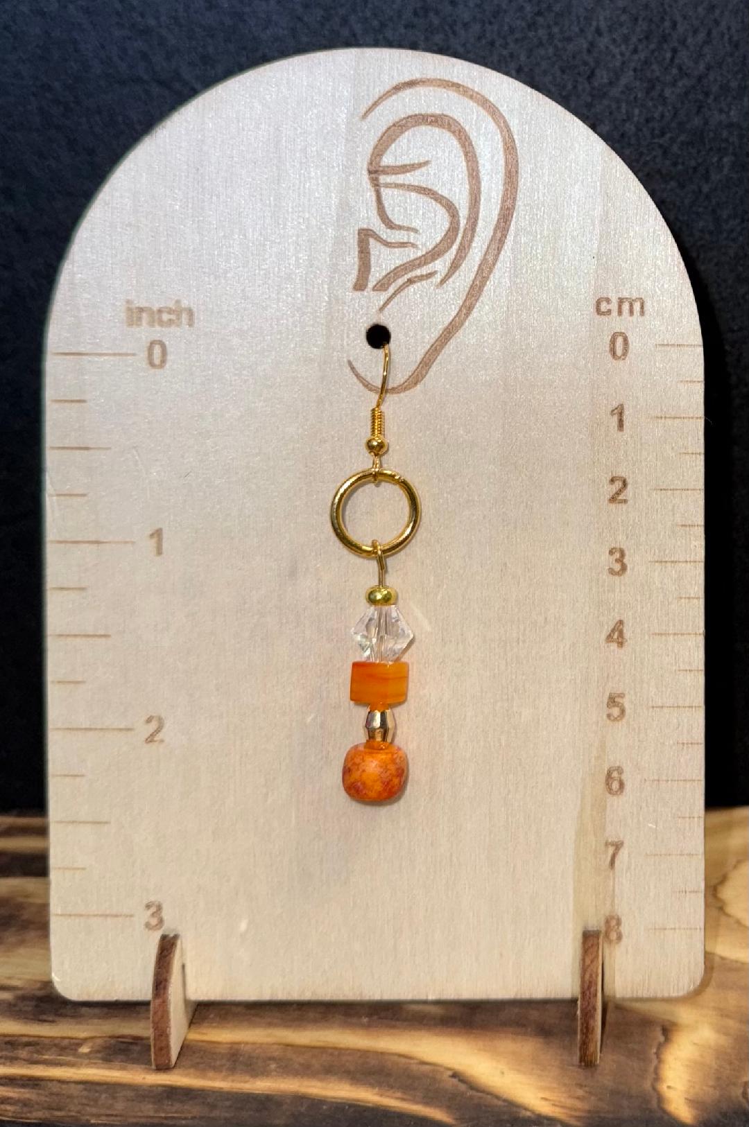 NEW Stylish Nouvelle Orange & Clear Glass Beaded Earrings