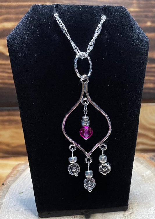 NEW Turkish Chandelier 18" Necklace w/ Pink Bead