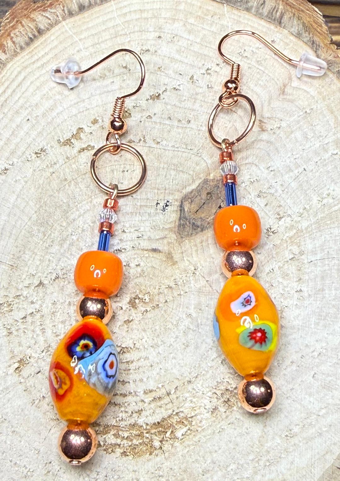 NEW Brightly Colored Lampwork Mexican Style Bead Earrings