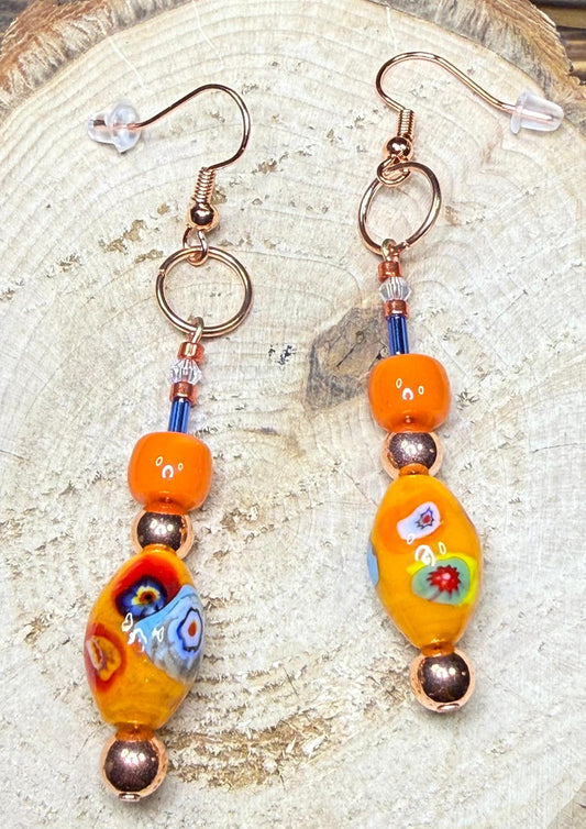 NEW Brightly Colored Lampwork Mexican Style Bead Earrings
