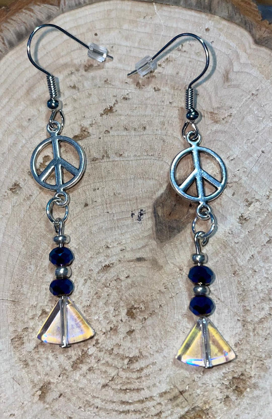 NEW Hippie Boho Peace Sign & Beaded Earrings
