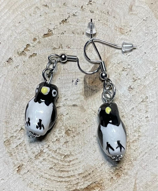 NEW Darling Glass Penguin Charm Earrings