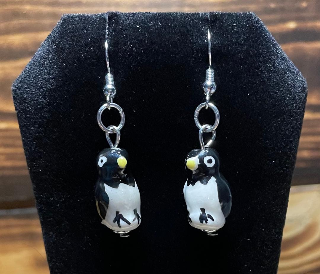 NEW Darling Glass Penguin Charm Earrings