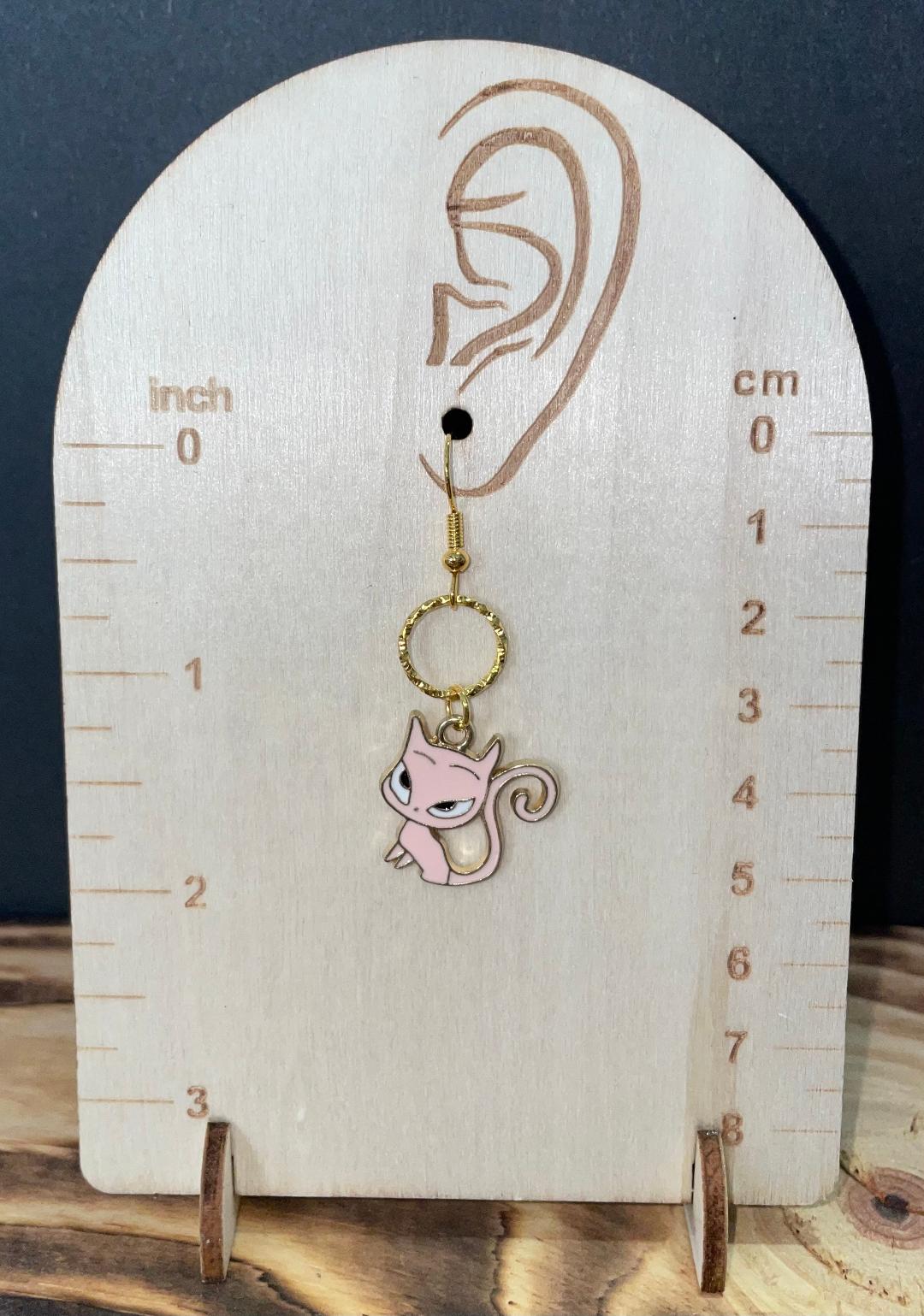 NEW Atomic Cat / Kitten Pink Gold Alloy Earrings