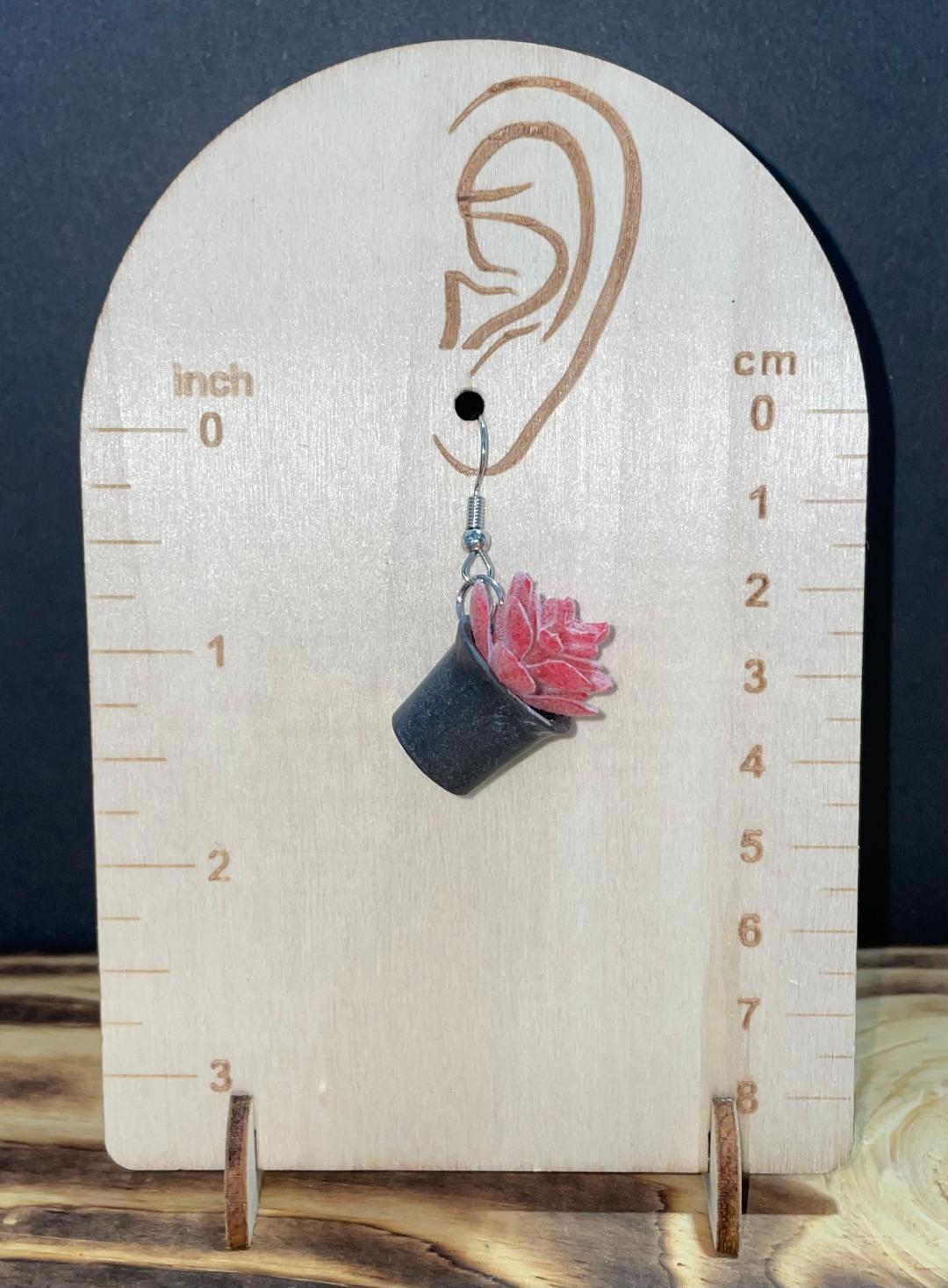 NEW Potted Plant Pink Succulent Drop Earrings