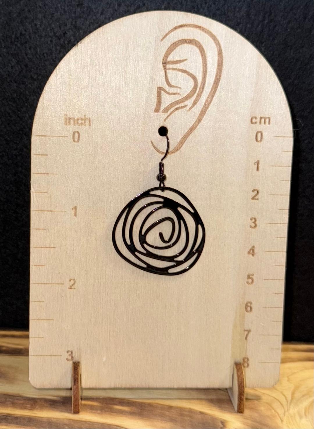 NEW Coated Alloy Black Spiral Earrings