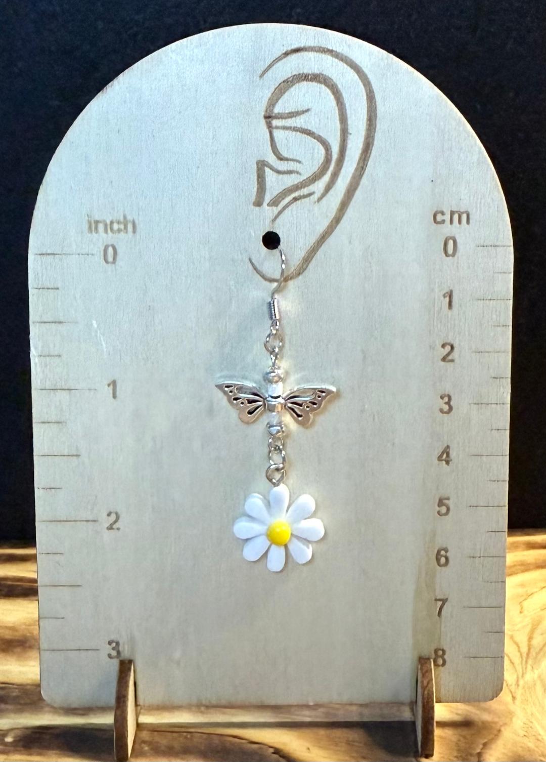 NEW Daisy Charm Earrings w/ Butterfly Wings