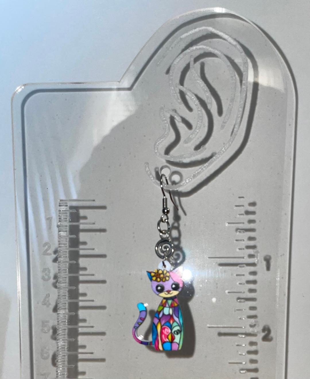 NEW Boho Multicolor Acrylic Big Eye Cartoon Cat Earrings