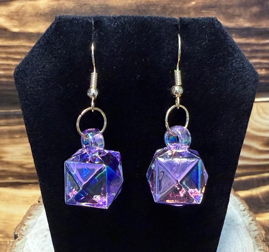 NEW Purple Iridescent Acrylic Faceted Ice Cube Earrings