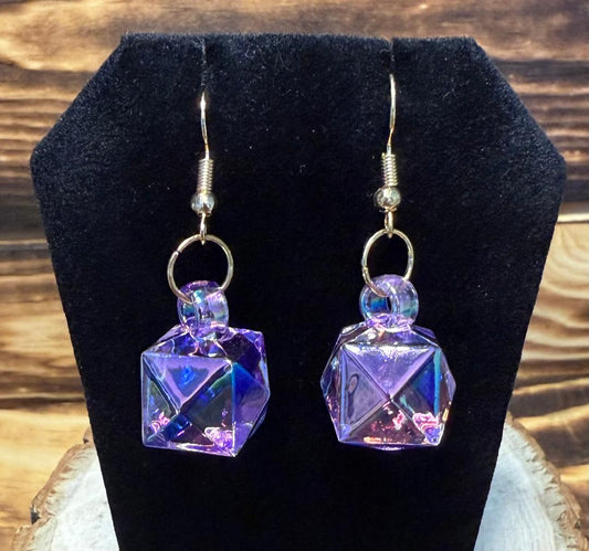 NEW Purple Iridescent Acrylic Faceted Ice Cube Earrings