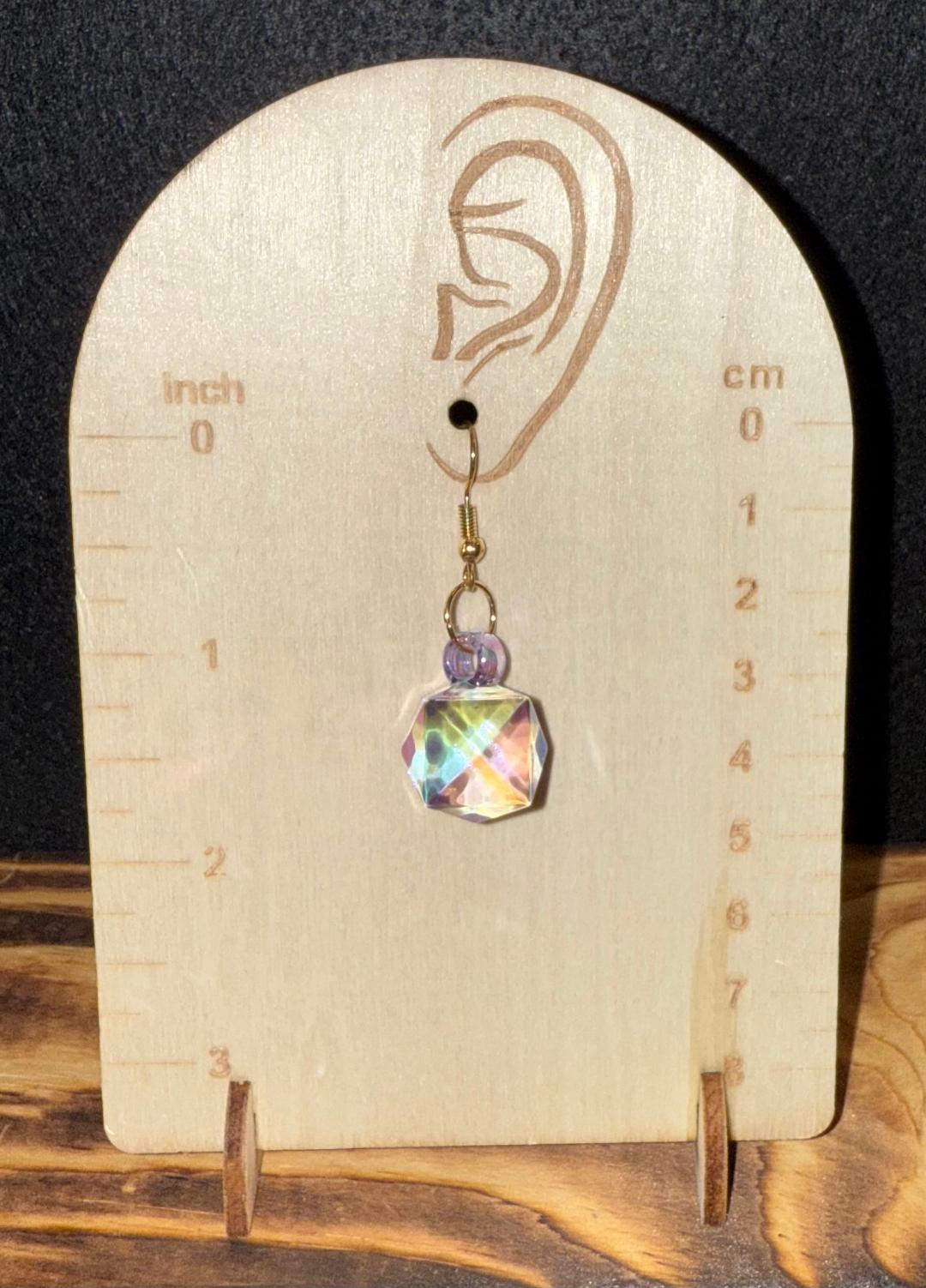 NEW Purple Iridescent Acrylic Faceted Ice Cube Earrings