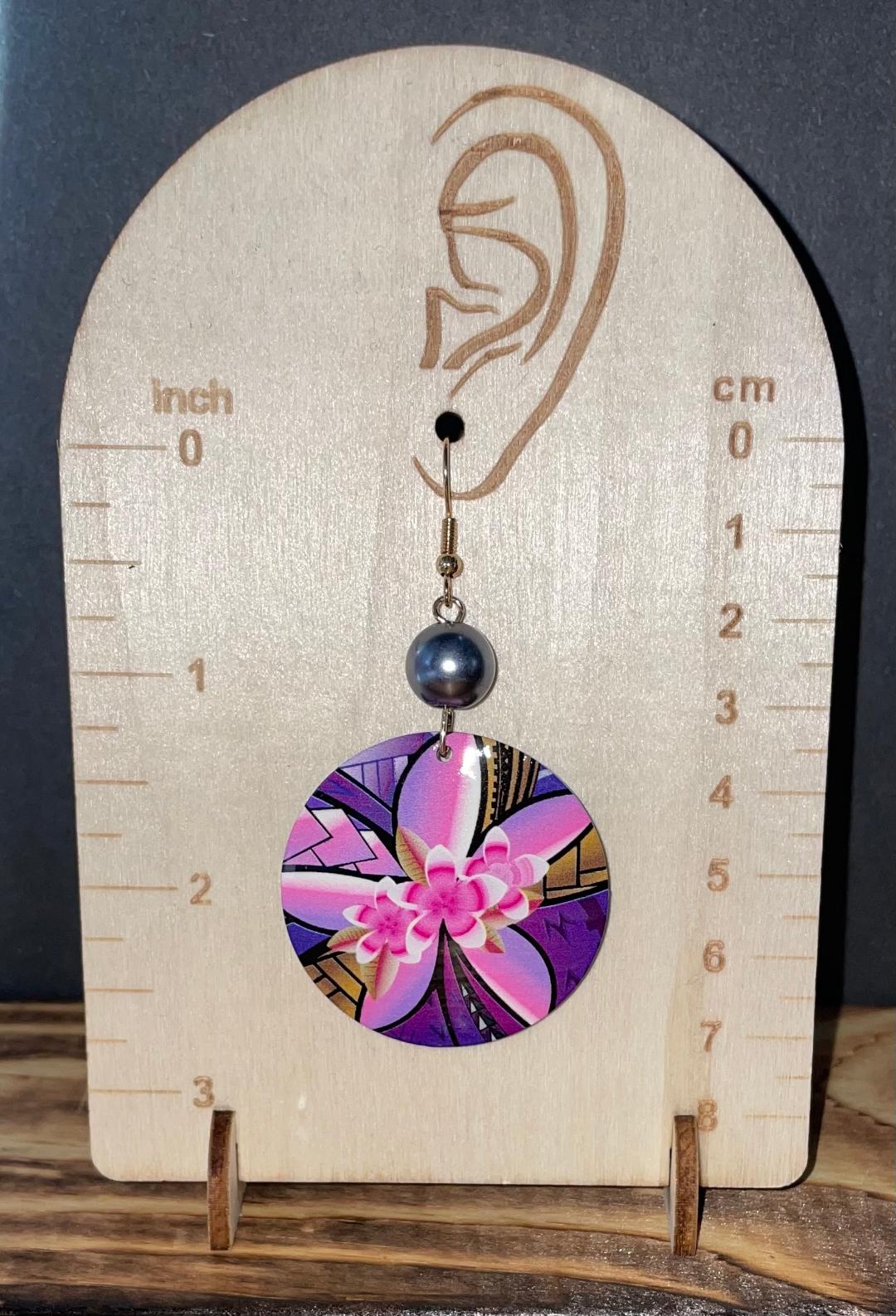 NEW Tropical Pink & Purple Flower Acrylic Vacation / Beach Earrings