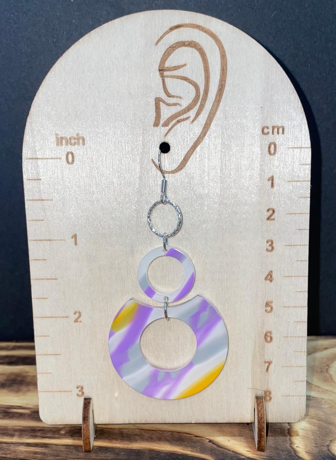 NEW Retro Purple Yellow Acrylic Flirty Earrings