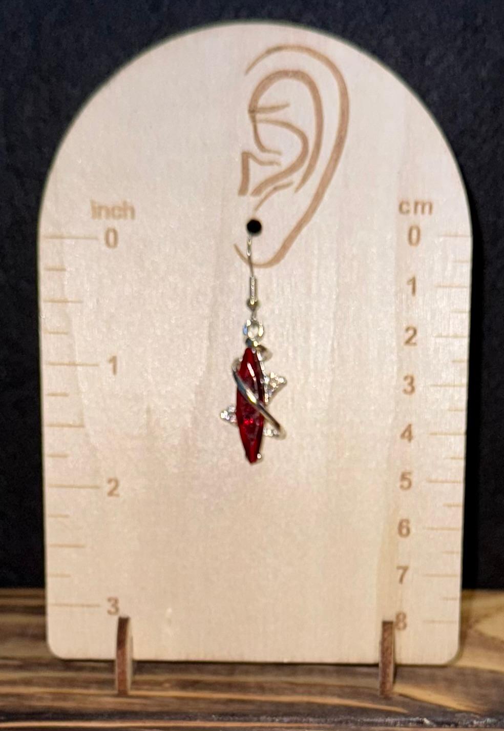 NEW Red Rhinestone Earrings w/ Metal Wrap