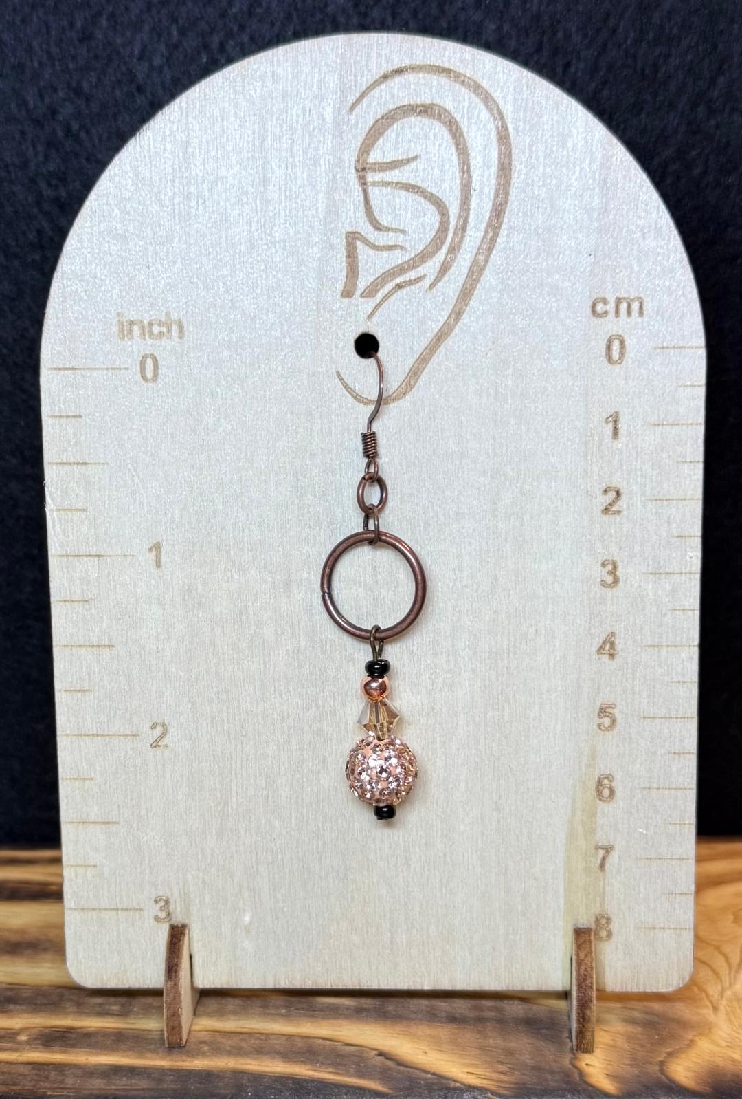 NEW Sparkling Rose Gold Rhinestone Ball Charm Earrings w/ Faceted Beads