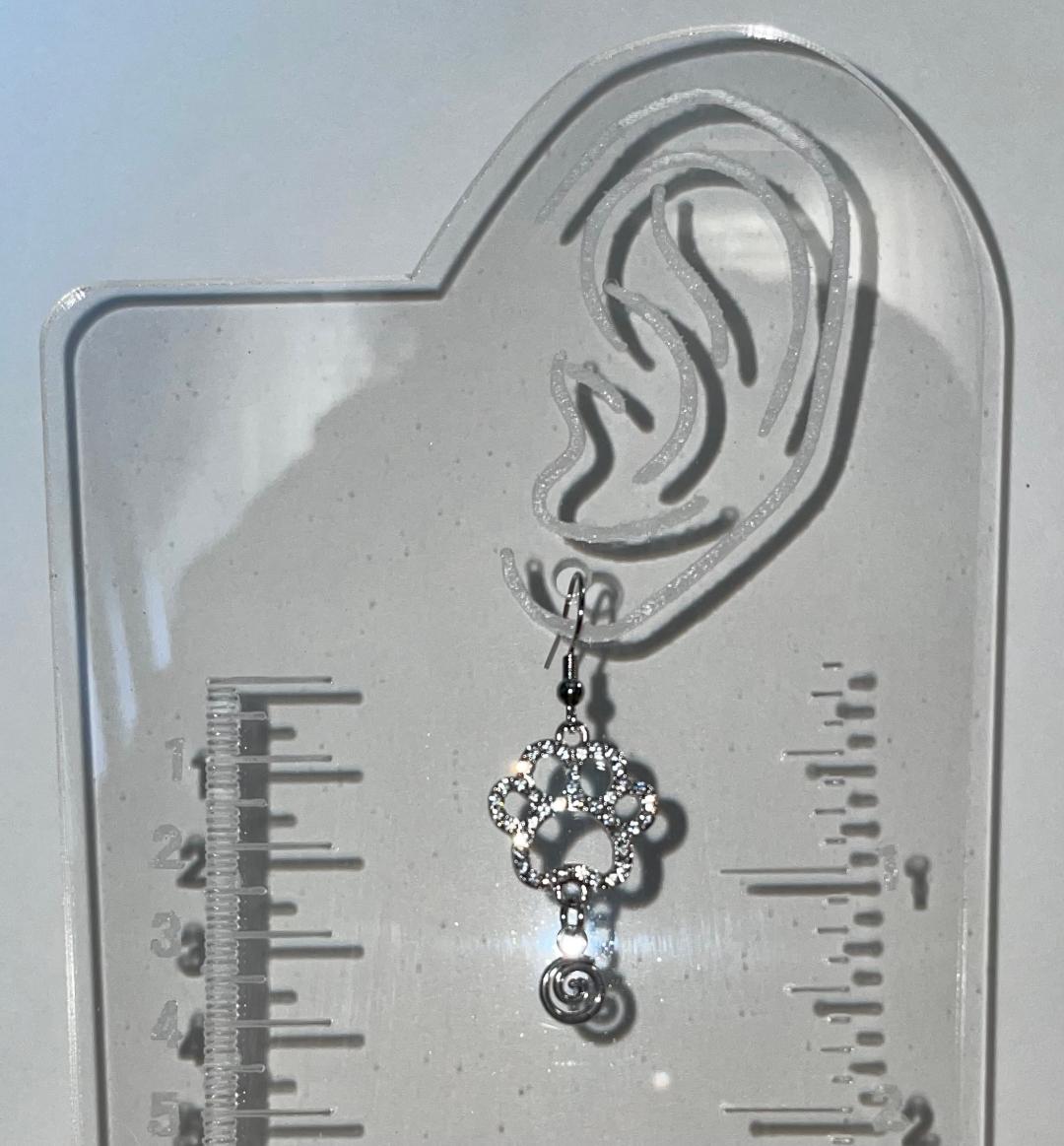 NEW Adorable Hollow Rhinestone Pet Pawprint Earrings Dog Cat