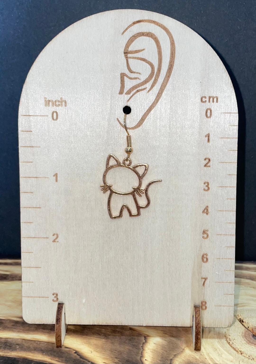 NEW Hollow Rose Gold Tone Cat Kitty Drop Earrings