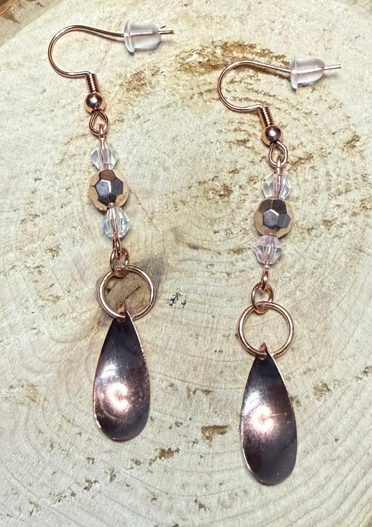 NEW Rose Gold Spoon Style Charm Earrings w/ Beading