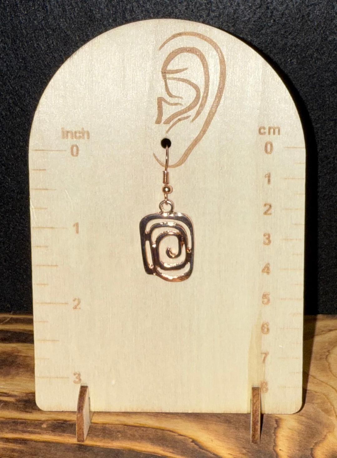 NEW Rose Gold Tone Minimalist Style Square Swirl Charm Earrings