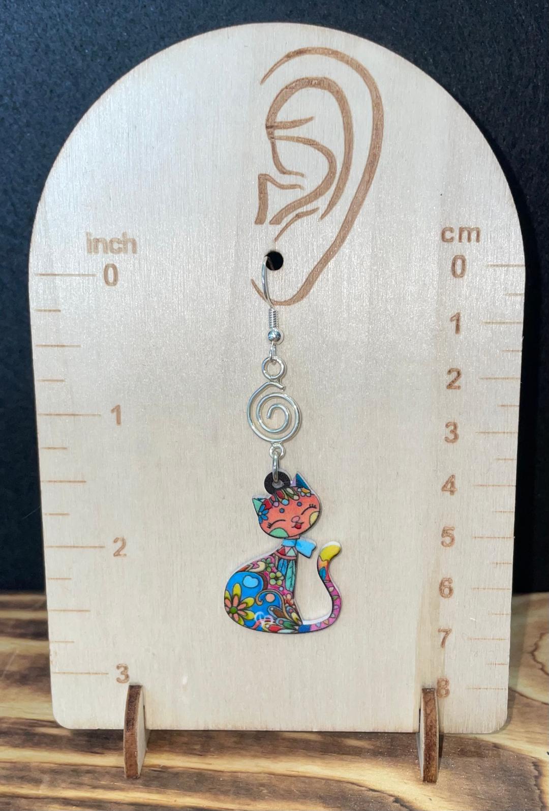 NEW Boho Mexican Style Cute & Colorful Acrylic Cartoon Cat Earrings