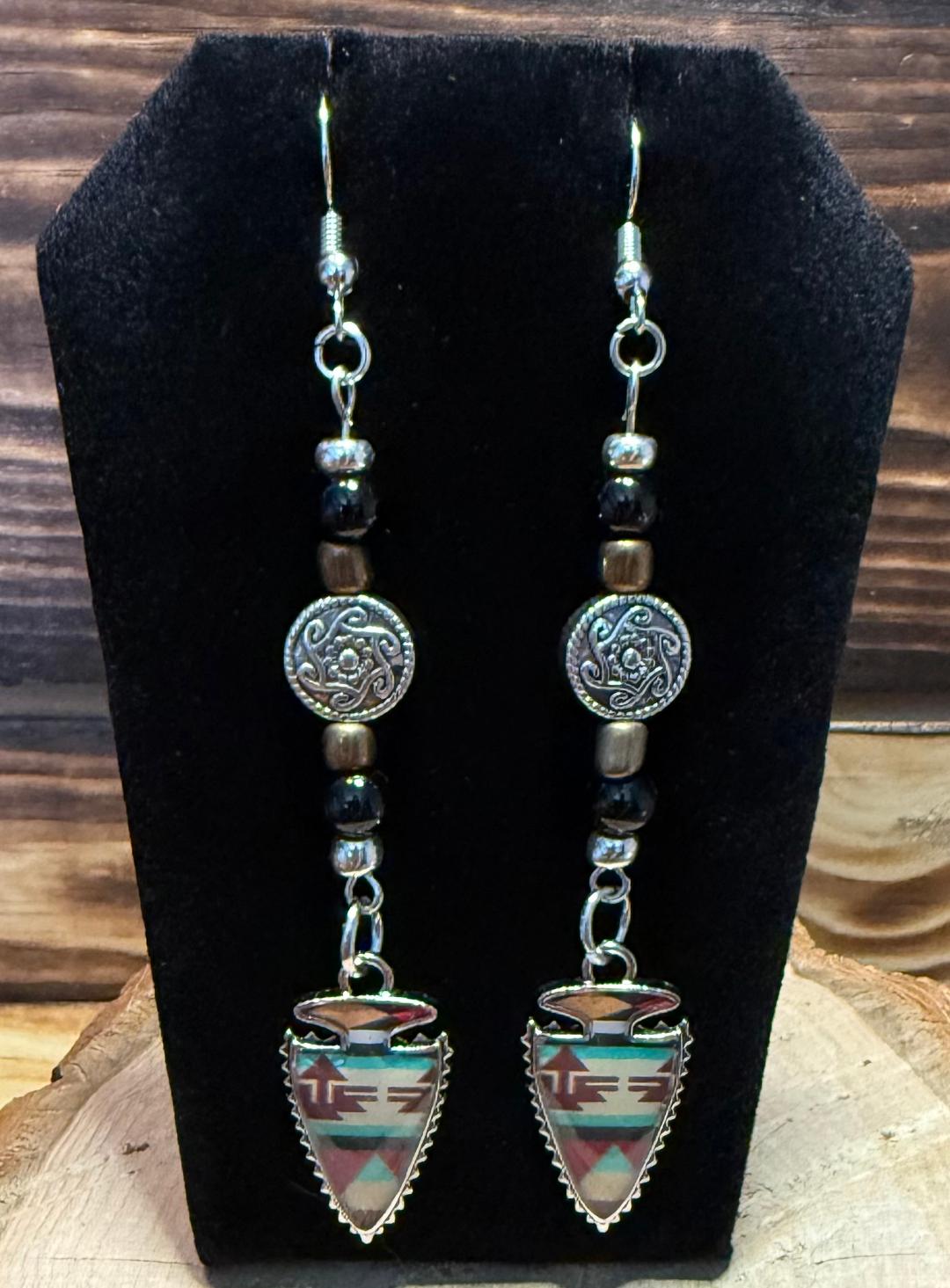 NEW Arrowhead Style Southwestern & Beaded Drop Earrings