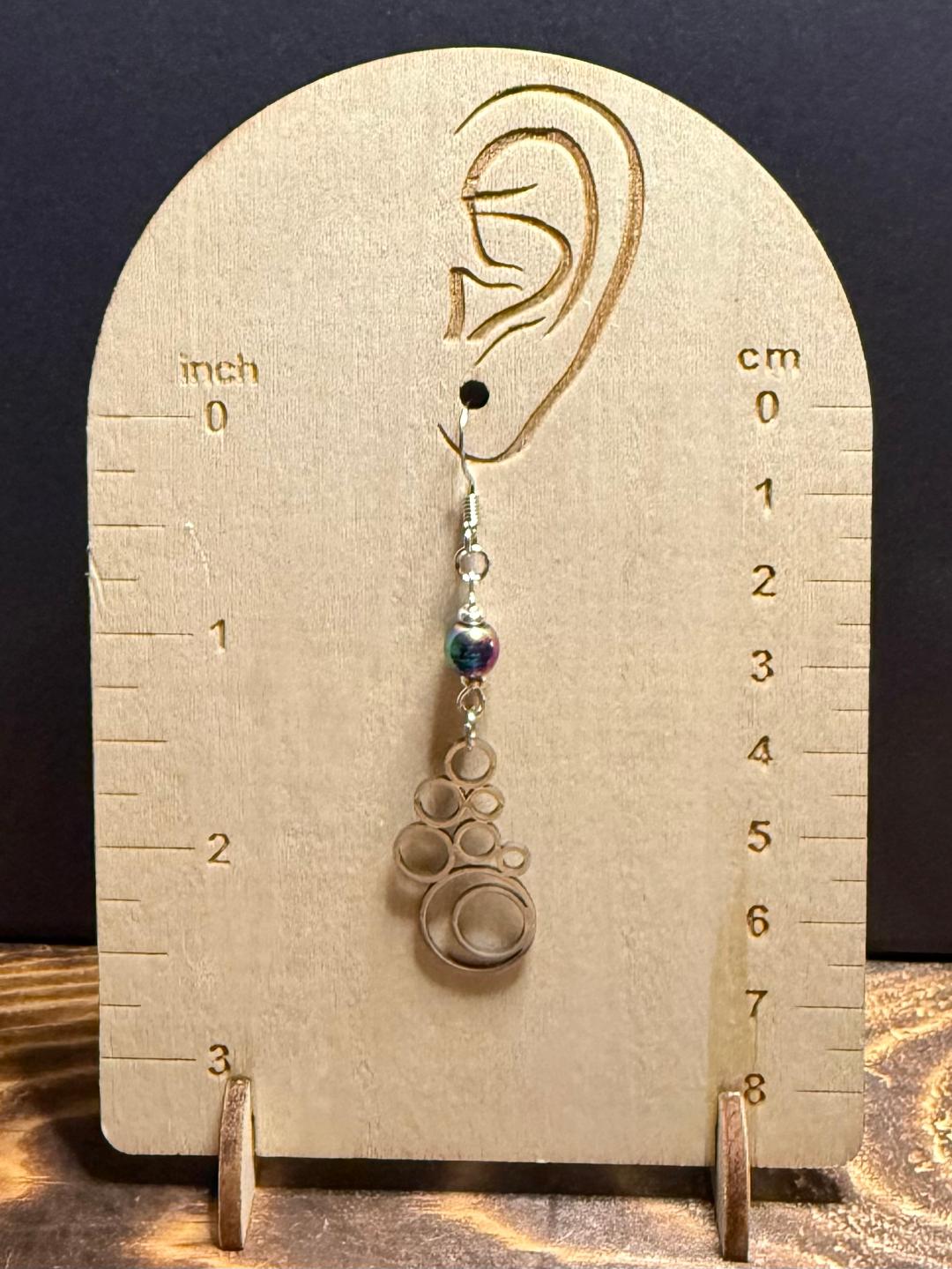 NEW Geometric Round Bubble Style Earrings w/ Iridescent  Beads