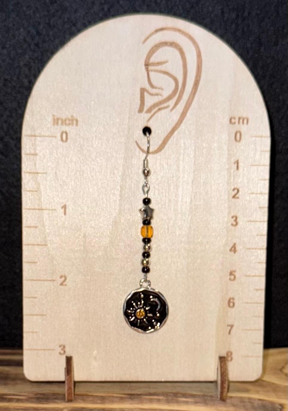 NEW Bohemian Sun & Moon Charm Earrings w/ Glass Beads