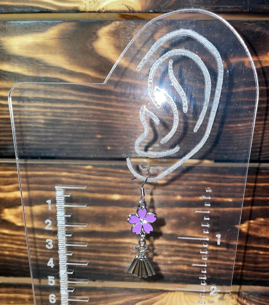 NEW Little Corset Dress & Purple Enamel Flower Drop Dangle Earrings
