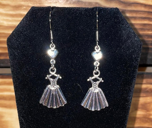 NEW Little Corset Dress & Silver Heart Drop Dangle Earrings