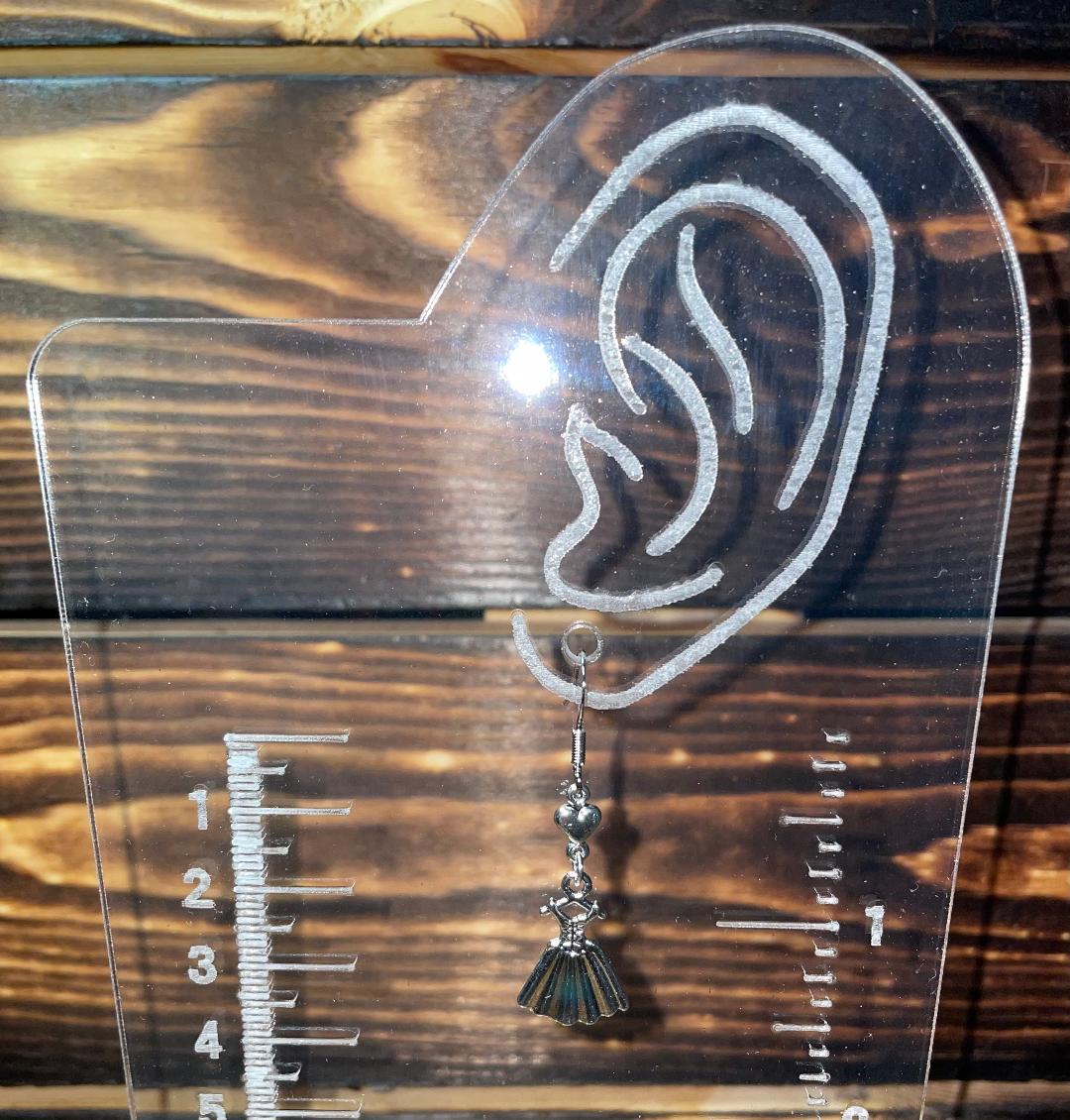 NEW Little Corset Dress & Silver Heart Drop Dangle Earrings