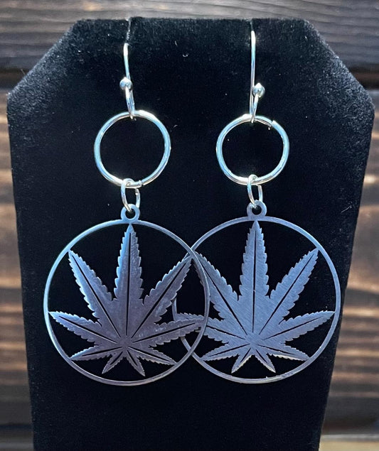 NEW Stainless Steel Hollow Silver Leaf Charm Earrings