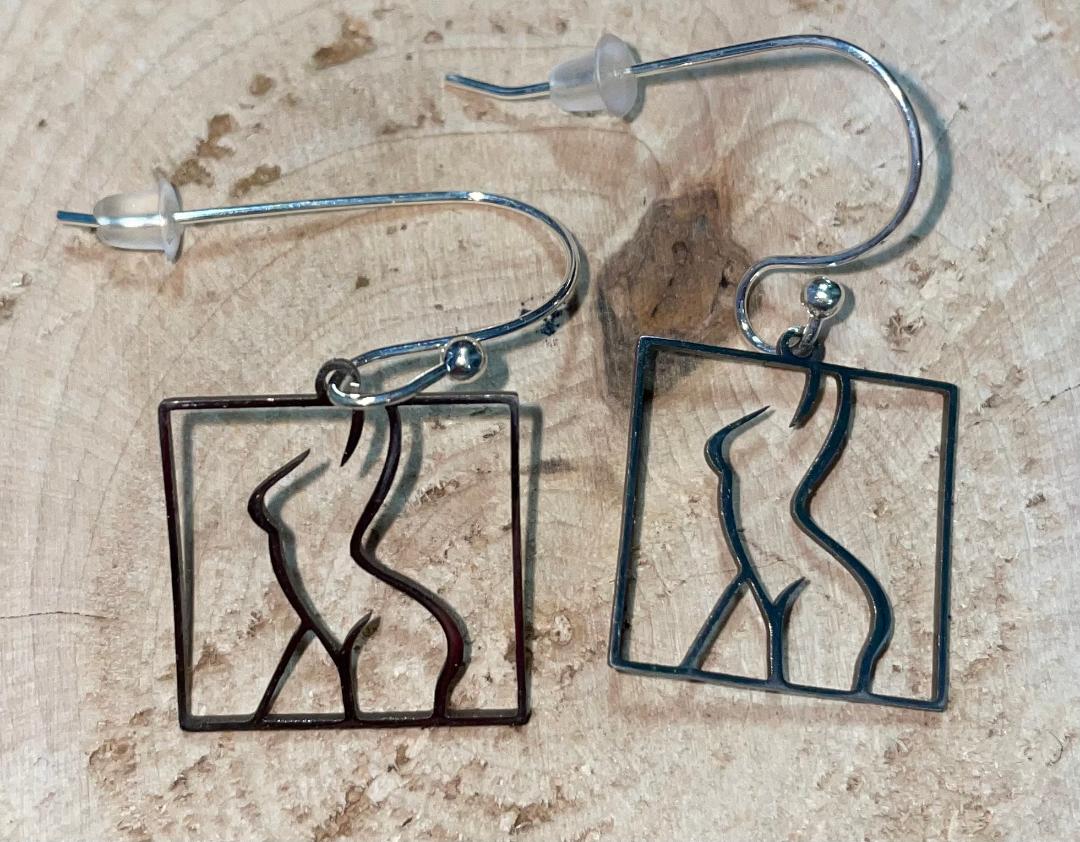 NEW Modern Art Nude Body Stainless Steel Earrings