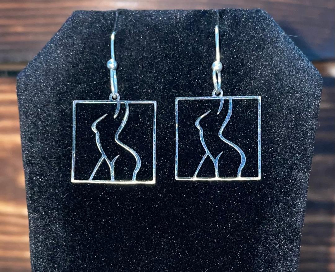 NEW Modern Art Nude Body Stainless Steel Earrings