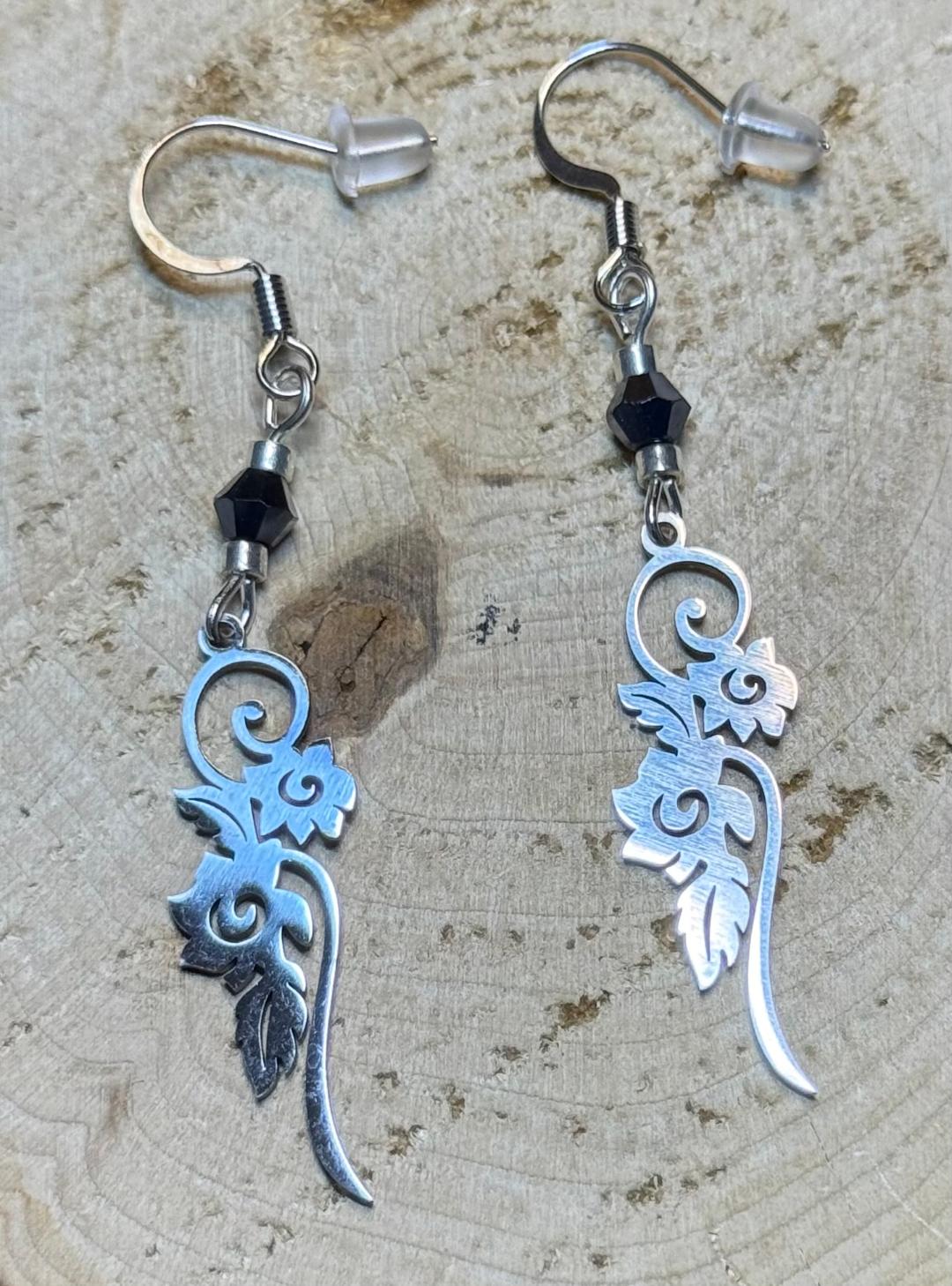 NEW Silver Stainless Steel Flowers on the Vine Earrings
