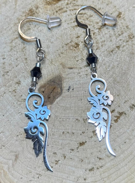 NEW Silver Stainless Steel Flowers on the Vine Earrings