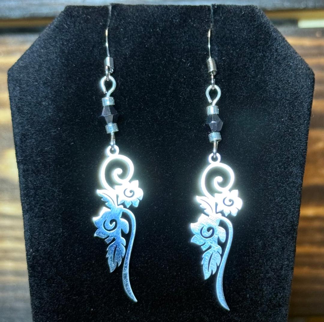 NEW Silver Stainless Steel Flowers on the Vine Earrings