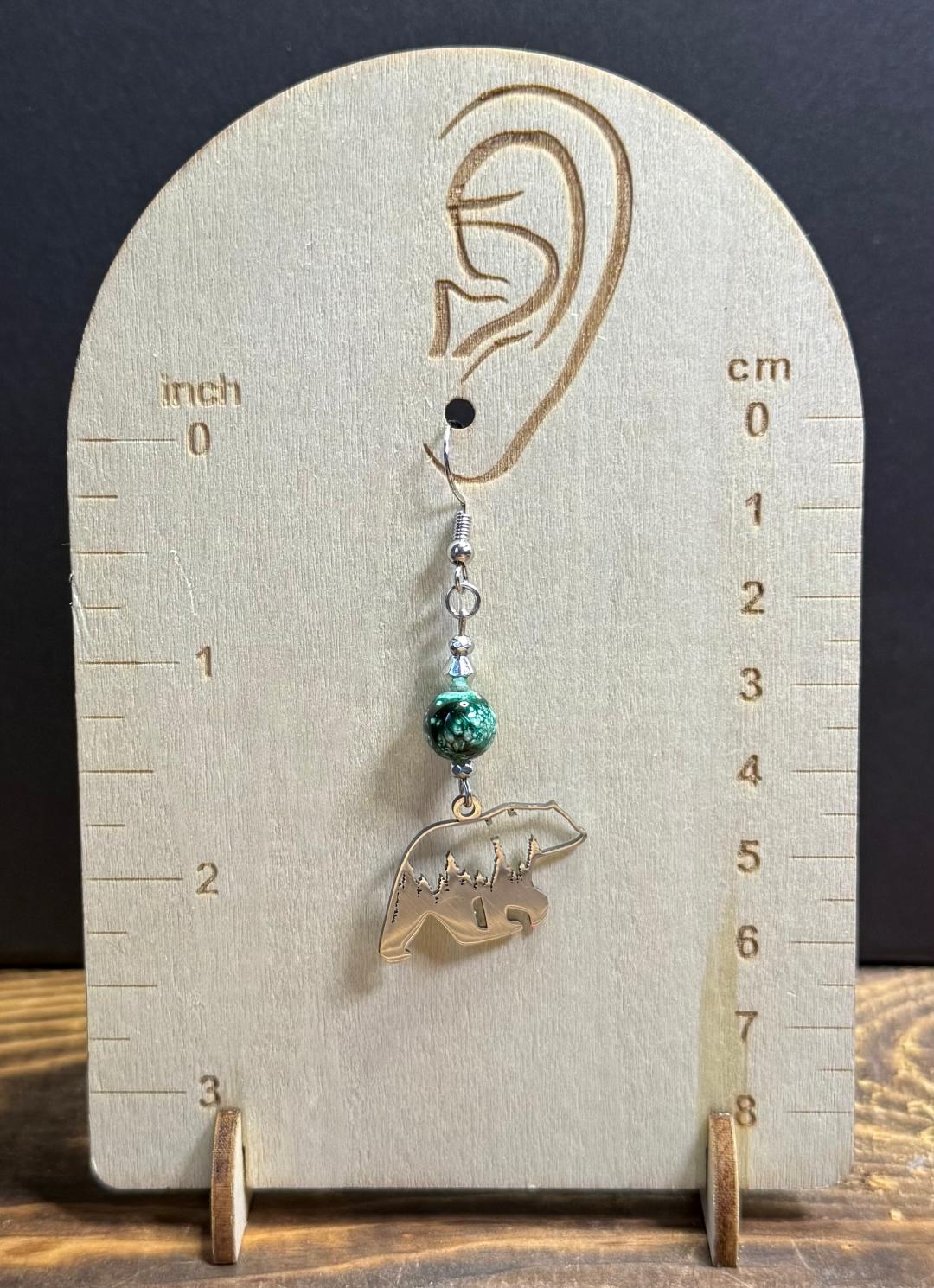 NEW Silver Stainless Steel Hollow Charm Bear Earrings