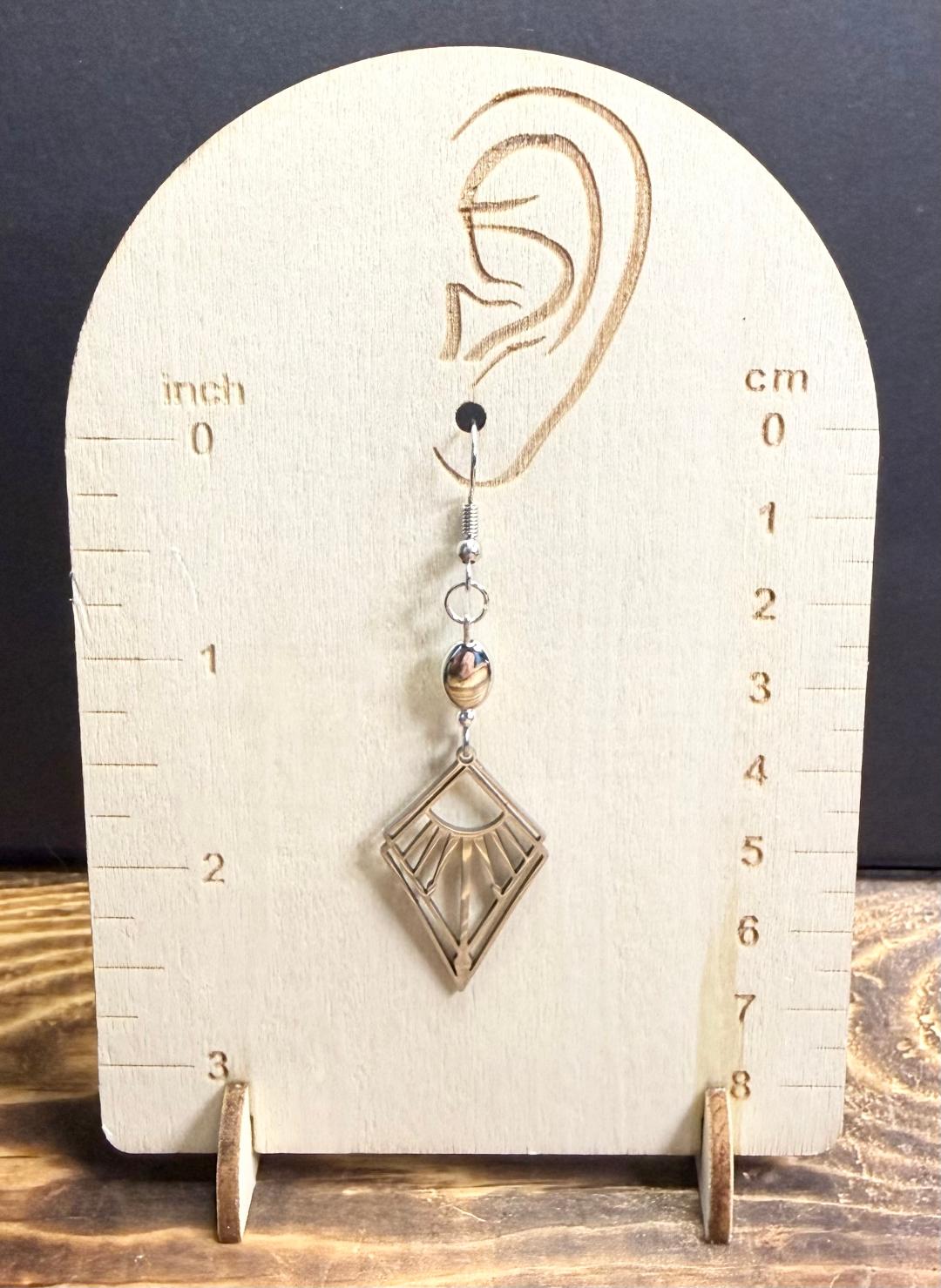 NEW Triangle Shaped Silver Stainless Steel Earrings