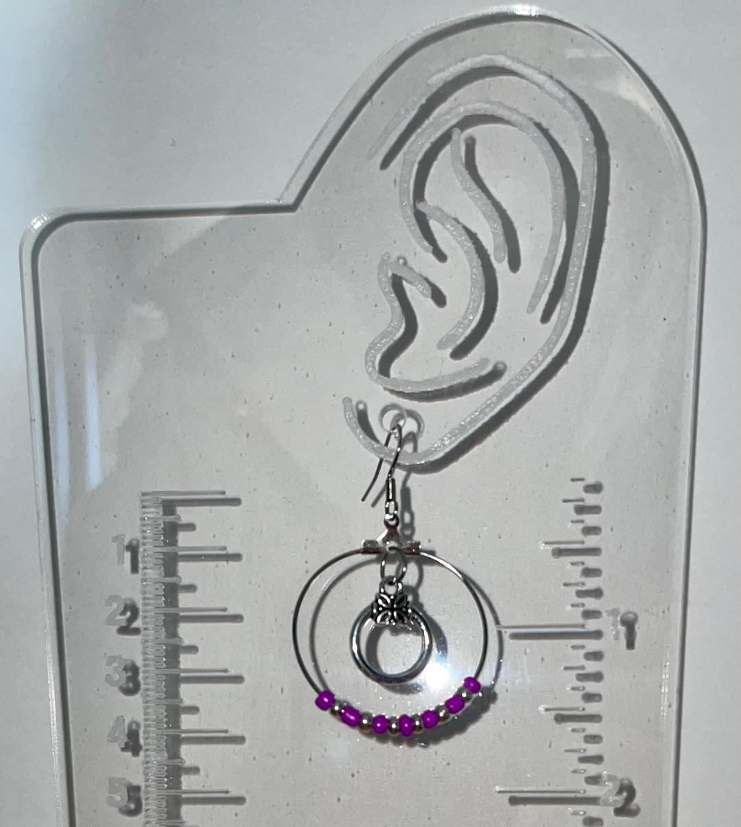 NEW Silver Tone Hoop Earrings & Hot Pink Beads Earrings
