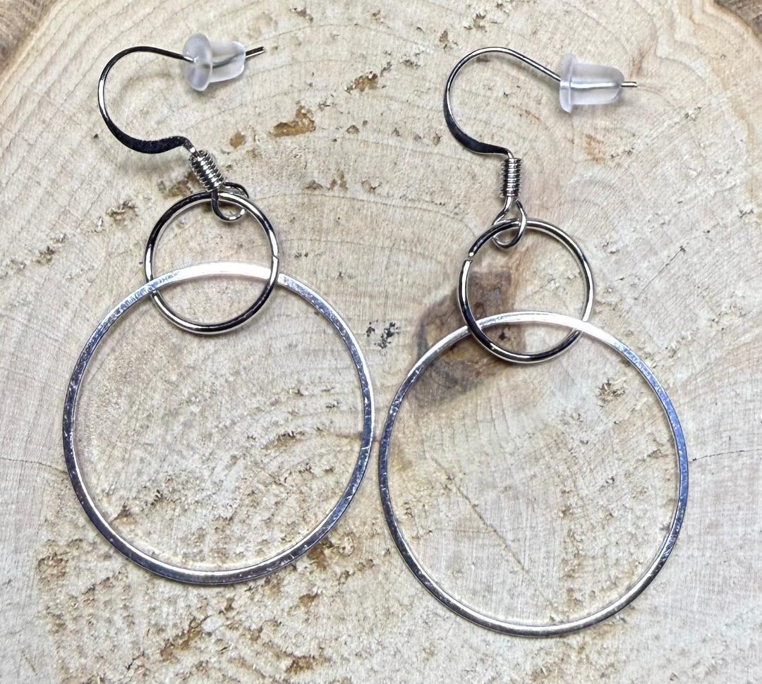 NEW Simple Mod Style Double Ring Hoop Earrings