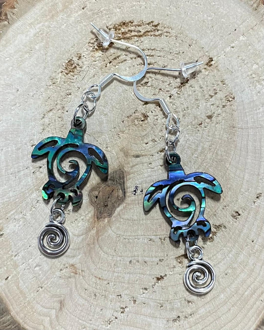 NEW Acrylic Abalone Turtle Charm Dangle Earrings