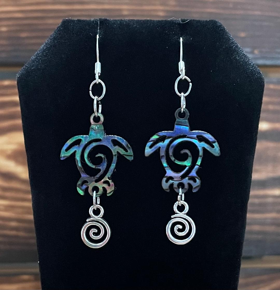 NEW Acrylic Abalone Turtle Charm Dangle Earrings