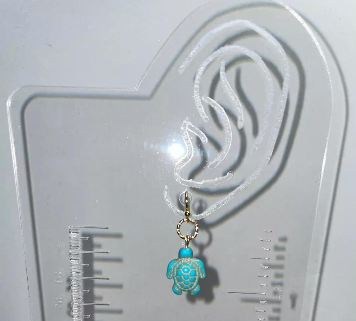 NEW Faux Turquoise Green Turtle Southwest Style Gold Tone Dangle Boho Earrings