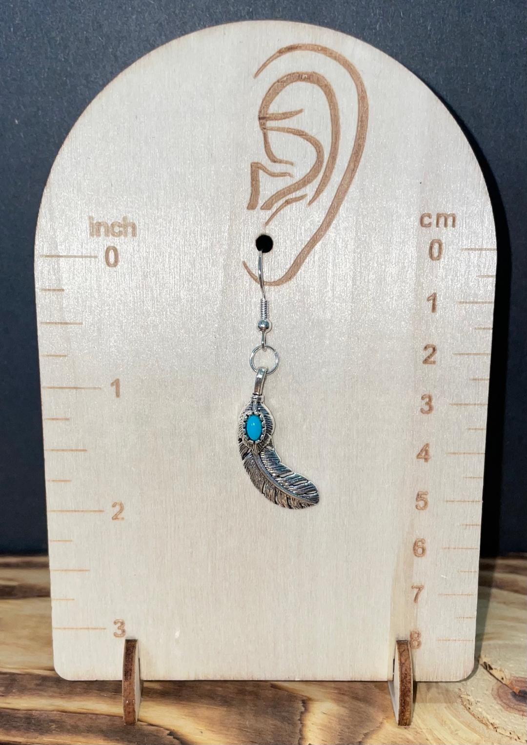 NEW Southwestern Alloy Feather & Faux Turquoise Earrings