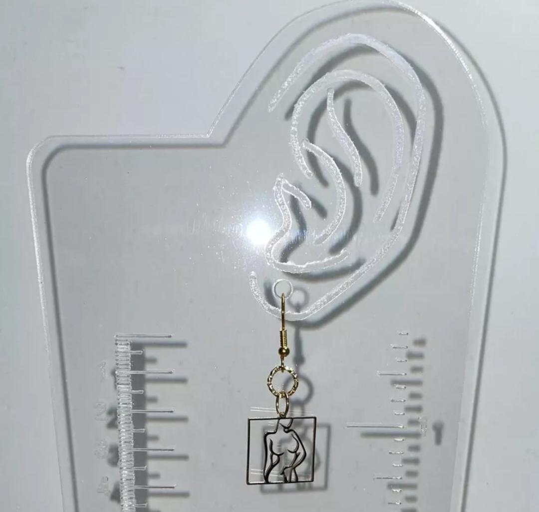 NEW Elegant Modern Art Stainless Steel Nude Female Figure Dangle Abstract Earrings