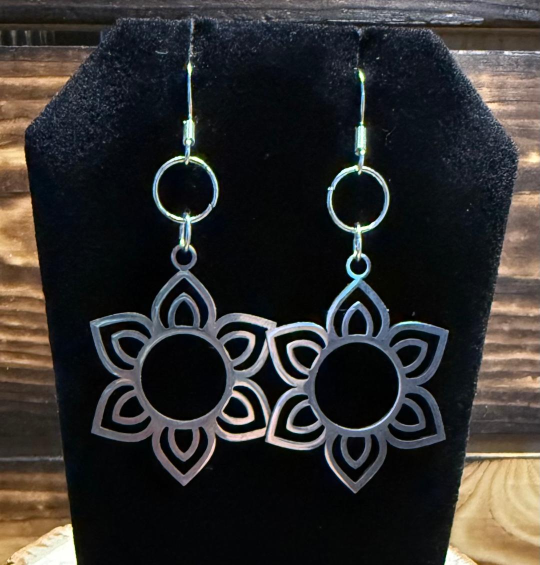 NEW Stainless Steel Sun Shaped Flower Earrings