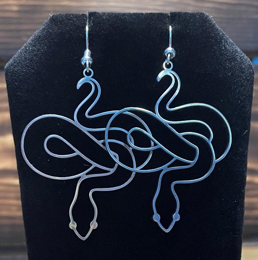 NEW Stainless Steel Coiled Snake / Serpent Hollow Line Earrings