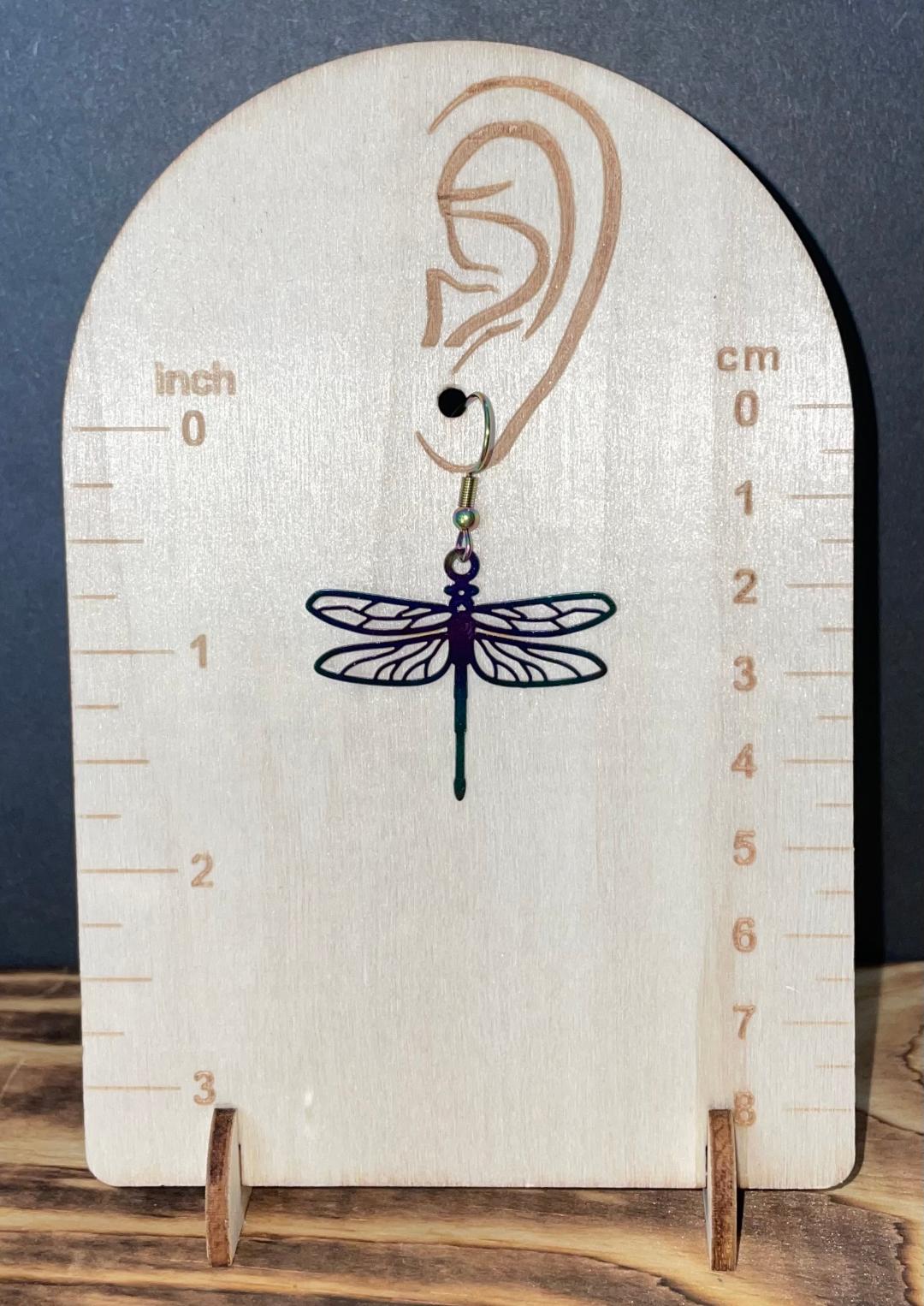 NEW Rainbow Iridescent Dragonfly Stainless Steel Earrings