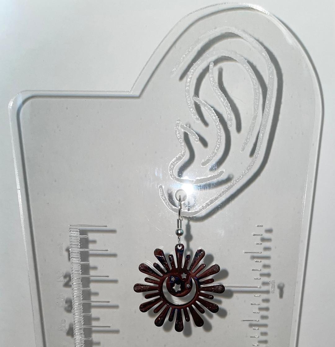 NEW Stainless Steel Sunburst & Stars Drop Dangle Earrings