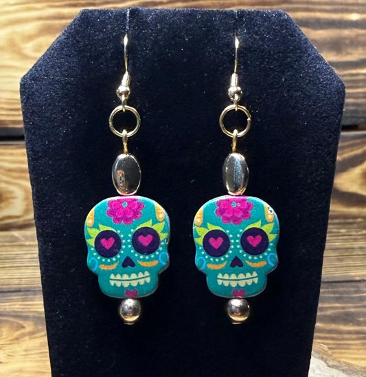 NEW Mexican Theme Enamel Metal Sugar Skull Charm Earrings